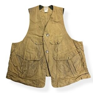 VTG Filson CC 32 Waxed Tin Cloth Vest Size XL Upland Hunting Half Moon USA